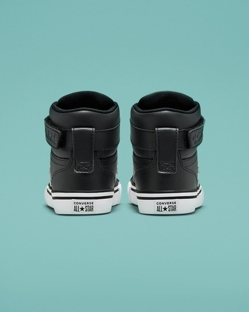 Girls' Converse Pro Blaze Strap Leather High Top Shoes Black / White | AU 3014EO